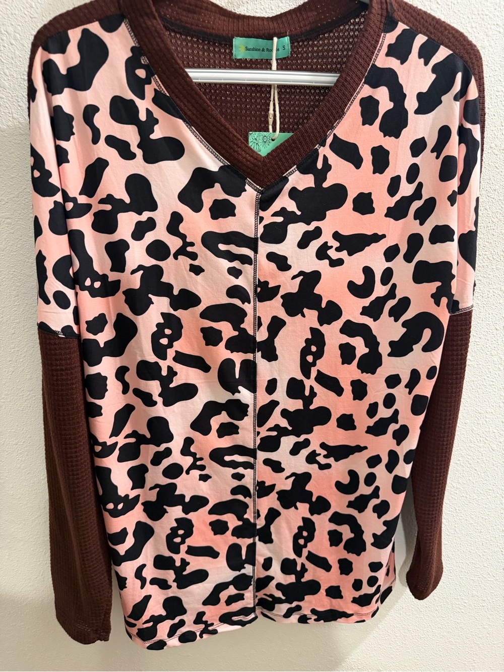 Sunshine & Rodeos Pink Leopard Print V-Neck Tunic - NWT - Oversized S
